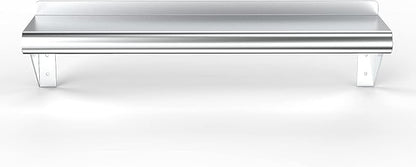 NSF Certified 18 Gauge Heavy Duty Stainless Steel Wall Shelf with Brackets for Kitchens, Utility Rooms, Storage, Offices & Home (24"x8")