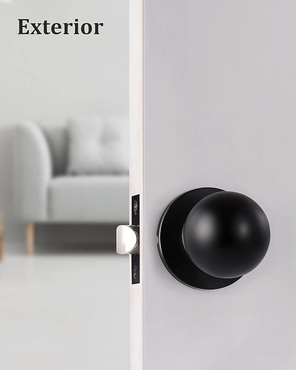 Lanwandeng (2 Pack) Matte Black Passage Keyless Door Knobs for Closet/Hall/Conference Room, Round Ball Interior Door Handles