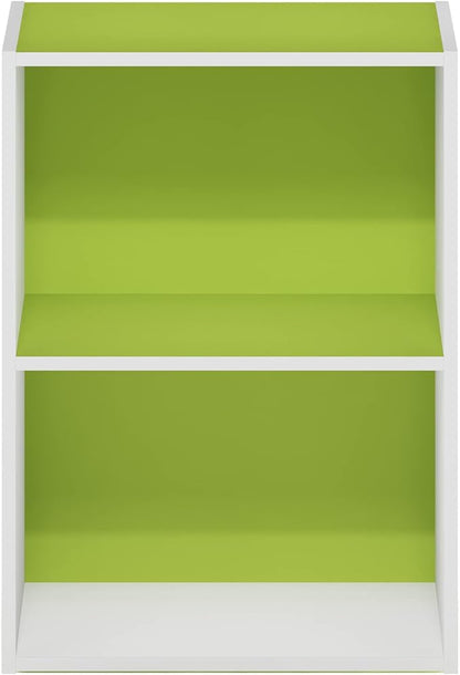 Furinno Luder Bookcase / Book / Storage, Green/White, 2-Tier