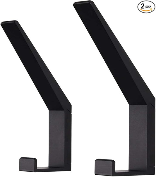 Coat Hooks Wall Mounted Towel Holder Heavy Duty Aluminum Double Robe Hanger for Bathroom Kitchen Office Farmhouse 2 Pack Anodized (Black)