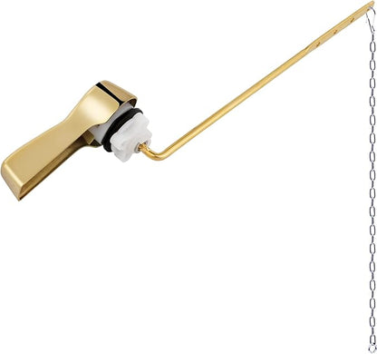 Hibbent Universal Metal Front Mount Toilet Handle Replacement Kit, Brass Toilet Flush Tank Lever with Stainless Steel Flapper Chains for Most Toilets, Shiny Gold