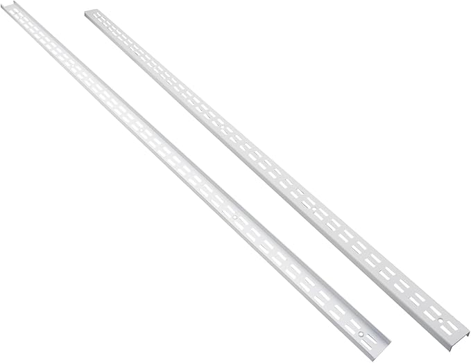 Shelving Track,ULIFESTAR Dual Trak Adjustable Wood Shelf Bracket,2PCS Direct Mount Into Fasttrack Garage Rail,Garage Organization System (32*12*1500mm/1.25*0.47*59" Double Row White)