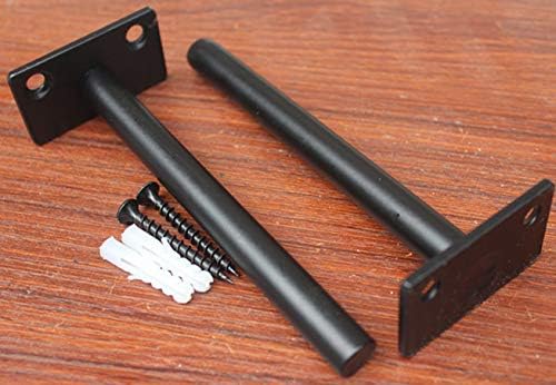 24 Pcs 5" Black Solid Steel Floating Shelf Bracket Blind Shelf Supports - Hidden Brackets for Floating Wood Shelves - Concealed Blind Shelf Support – Screws and Wall Plugs Included