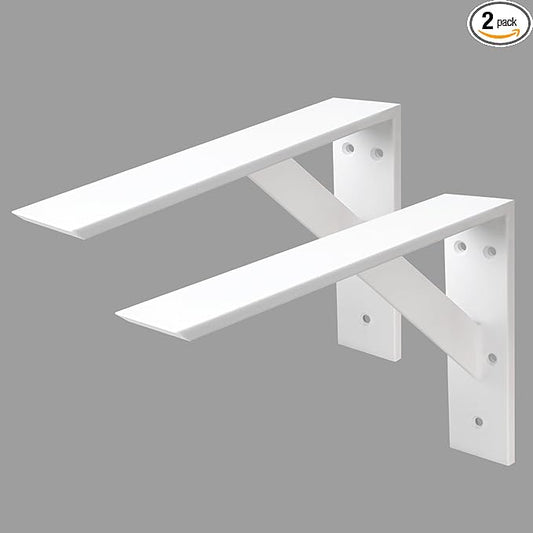 Countertop Support Bracket 12 Inch Heavy Duty Shelf Bracket 2 Pack 3/8" Thick White 12"x10"x2.5" for Granite Quartz Wood Laminate Countertops