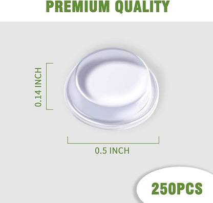 Super High Viscosity Cabinet Door Bumpers -250 pcs 1/2”Diameter Clear Adhesive Pads New PU Material Glass Hardware Bumpers for Drawers, Glass Tops, Small Furniture(250pcs)