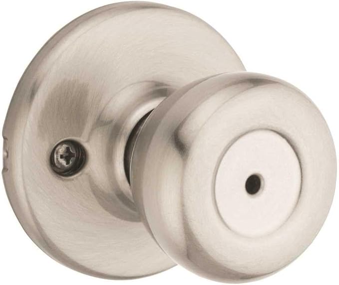 Kwikset Tylo Interior Privacy Door Knob with Lock, Door Handle For Bathroom and Bedroom, Satin Nickel Keyless Turn Lock Doorknob, with Microban Protection