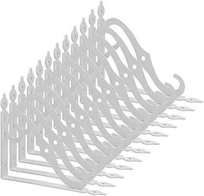 Acrux7 12 Pack Heavy Duty Decorative Shelf Brackets 9.4 X 7.5 inch with Screws White Metal Shelf Brackets - Shelf Support Angle Brackets for Shelves- L Brackets Heavy Duty Corner Brace Shelf Supporter
