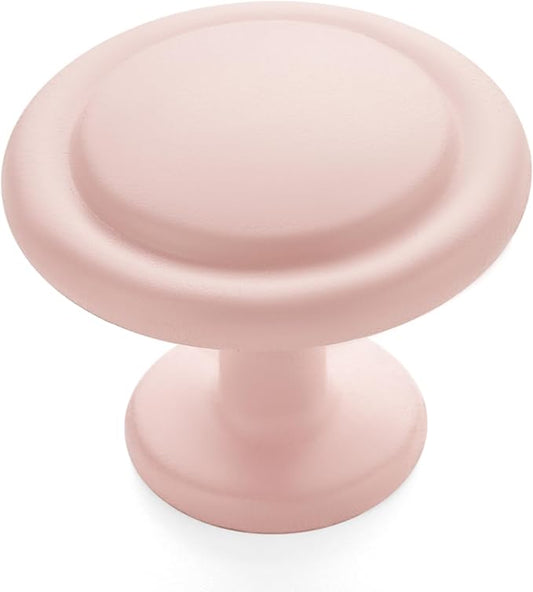 Ravinte 1 Pack 1-1/4 inch Kitchen Cabinet Knobs Pink Frosted Dresser Zinc Pulls Door Drawer Handles for Dresser Drawers
