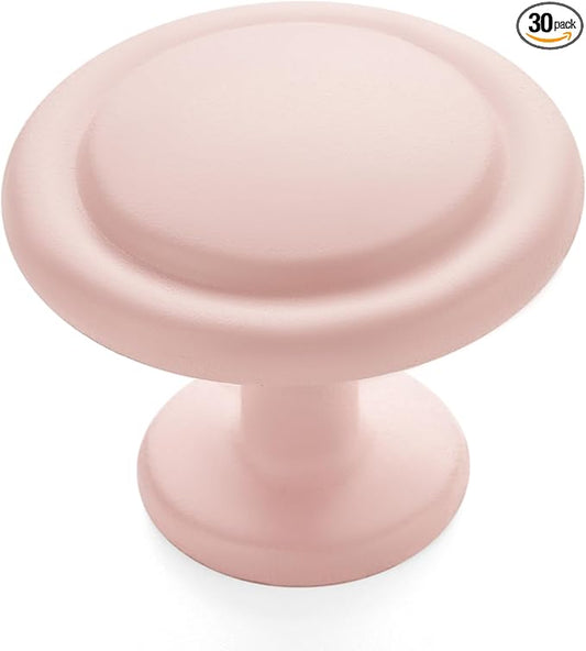 Ravinte 30 Pack 1-1/4 inch Kitchen Cabinet Knobs Pink Frosted Dresser Zinc Pulls Door Drawer Handles for Dresser Drawers