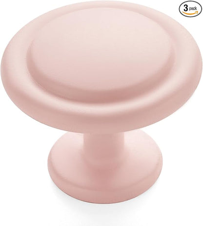 Ravinte 3 Pack 1-1/4 inch Kitchen Cabinet Knobs Pink Frosted Dresser Zinc Pulls Door Drawer Handles for Dresser Drawers