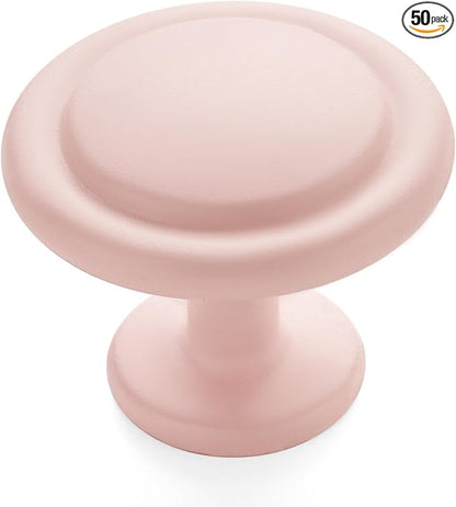 Ravinte 50 Pack 1-1/4 inch Kitchen Cabinet Knobs Drawer Knobs Dresser Knobs Pink Frosted Zinc Knobs Drawer Pulls Door Knobs Dresser Drawer Handles Knobs for Dresser Drawers