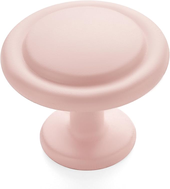 Ravinte 55 Pack 1-1/4 Inch Kitchen Cabinet Knobs Pink Frosted Zinc Pulls Door Handles for Dresser Drawers
