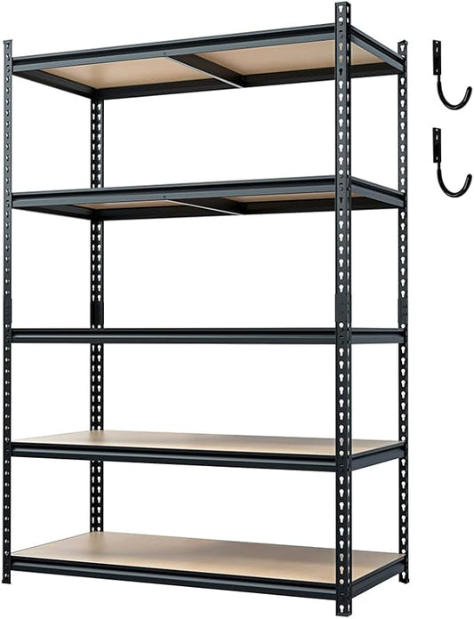 JEKOSEN Storage Shelves Garage Shelving Heavy Duty Adjustable with Particle Board,Utility Rack Shelf for Closet Pantry Basement Kitchen Warehouse,Black (48" Wx24 Dx72 H 6000Lbs)