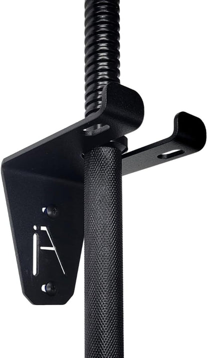 IRON AMERICAN Alpha Barbell Gym Wall Mount Storage 100+ Pound Capacity - Multi-Use Barbell Wall Holder, Barbell Hanger 4.25 x 6.75 x 7.25 Inches - Holds Any Standard Olympic Barbell - Hardware Included