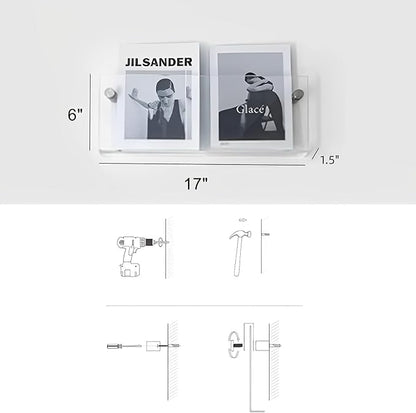 ROYALITA 2-Pack Acrylic Magazine Holder Vinyl Records Holder, Display Floating Nursery Bookshelves Wall Decor Hanging Magazine Holder for Waiting Room, Living Room