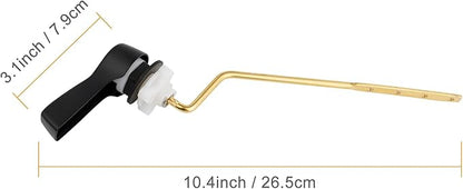 Hibbent Universal Metal Side Mount Toilet Handle Replacement Kit, Brass Toilet Flush Tank Lever with Stainless Steel Flapper Chains for Most Toilets, Matte Black Finish
