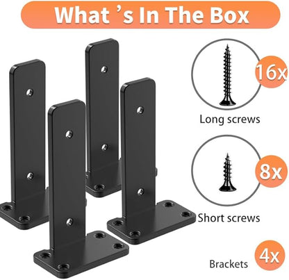 Floating Shelf Brackets upgraded,10 inch, Black Heavy Duty Iron Shelf Brackets, Industrial Modern Floating Shelf Support for Wall Mount Shelves,Wide Brackets ,4 Pack, Support DIY(5mm Thickening Type).