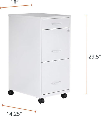 Lorell LYS SOHO Box/File/File Mobile White File Cabinet, 3 Drawer, 26.5 x 14.3 x 18 in
