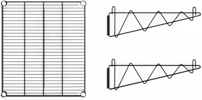 24" x 24" Black Wall-Mounted Wire Shelf with Epoxy Coating, Heavy-Duty Steel Storage Rack, NSF Certified, Easy Installation, Open Wire Design for Kitchen, Garage, or Utility Storage