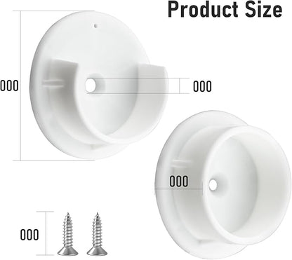 HOME MASTER HARDWARE Plastic Closet Pole Socket,1-3/8'' Closet Rod Holders, White U-Shaped Open Type Socket Bracket,Wardrobe Bracket, Shower Curtain Rod Pole End Supports Sockets Flange, 4 Set