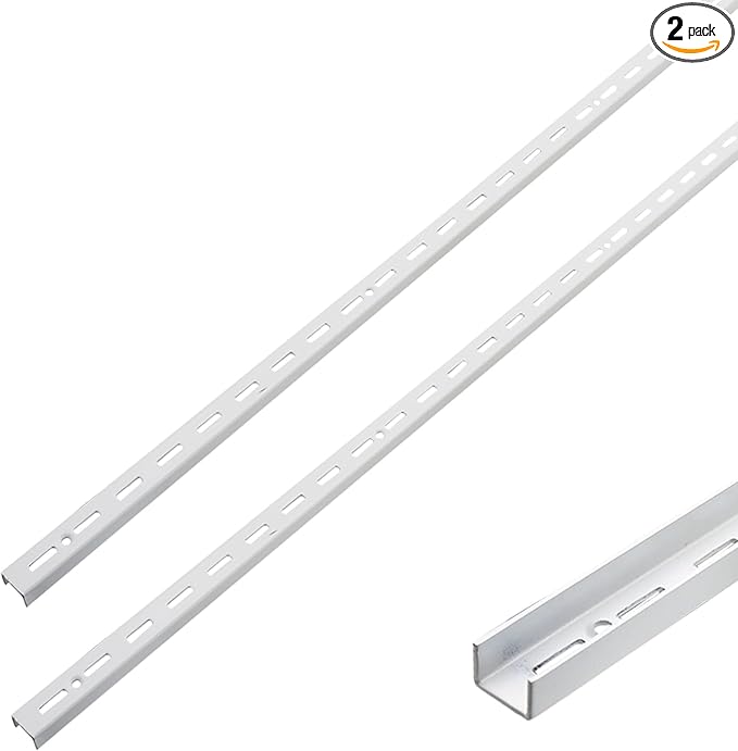 Shelving Track,ULIFESTAR Dual Trak Adjustable Wood Shelf Bracket,2PCS Direct Mount Into Fasttrack Garage Rail,Garage Organization System (17*10*1500mm/0.66*0.39*59" Single Row White)