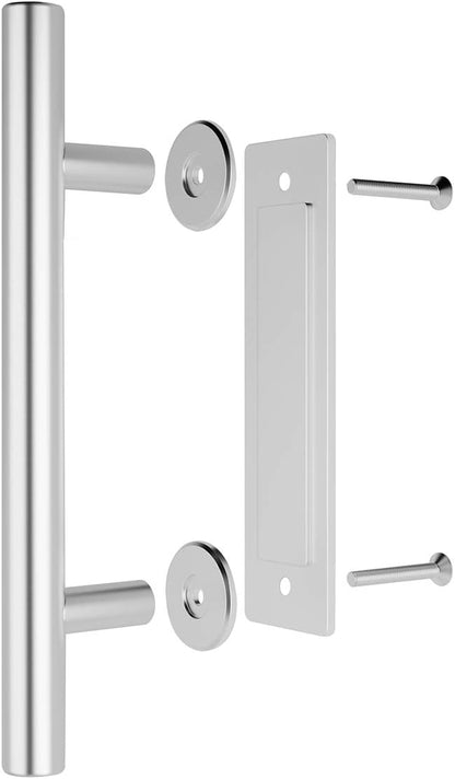 SMARTSTANDARD 12" Barn Door Handles 2PCS,Sliding Barn Door Pull Handle Stainless Steel,Heavy Duty Large Rustic Two-Side Design for Gates Garages Sheds Furniture Round