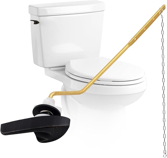 Universal Toilet Handle Replacement Kit, Side/Angle Mount Toilet Flush Handle Compatible with Kohler K-GP30324-CP/TOTO/American Standard, Stainless Steel Flapper Chain, Oil Rubbed Bronze