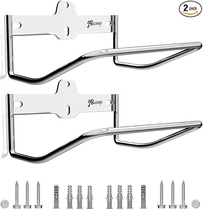 JBscoop 2 Ladder Hooks Wall Mount for Ladder Storage Strollers and Folding Chair, Heavy Duty Lader Holder Rust Proof SS304 (2)