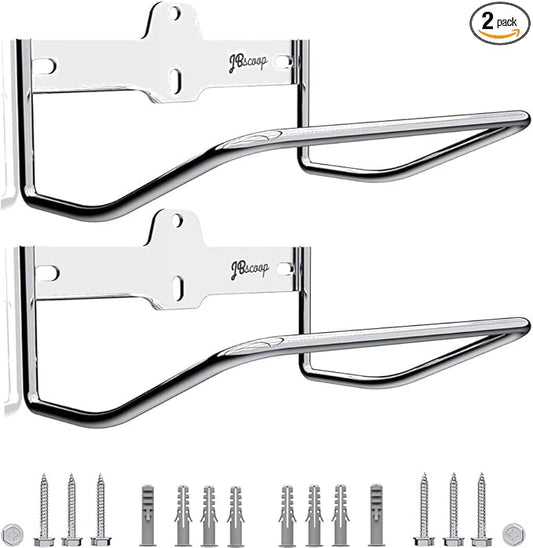 JBscoop 2 Ladder Hooks Wall Mount for Ladder Storage Strollers and Folding Chair, Heavy Duty Lader Holder Rust Proof SS304 (2)
