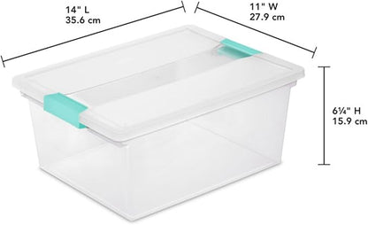 Sterilite 8-Pack Clip Box, Stackable Clear Plastic Bins with Latching Lids, Deep - Writing, Arts or Crafts Supplies Storage Containers for Home, Office, Classroom and Workshop Organization