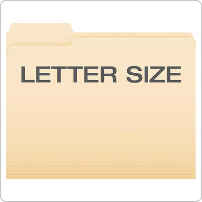 Pendaflex File Folders,Letter Size,1/3 Cut,Manila,250 per Box (752250),(Pack of 2)