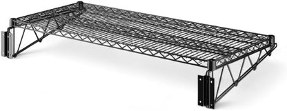 18" x 48" Black Wall-Mounted Wire Shelf with Epoxy Coating, Heavy-Duty Steel Storage Rack, NSF Certified, Easy Installation, Open Wire Design for Kitchen, Garage, or Utility Storage