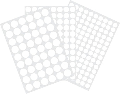 3 Sheets 290 Pcs Screw Hole Cover Stickers, 12 mm/15 mm/21 mm White Screw Covers Self-Adhesive Caps Wood Stickers for Furniture (White)