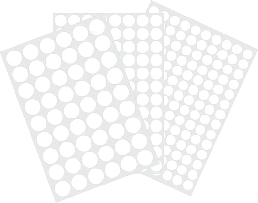 3 Sheets 290 Pcs Screw Hole Cover Stickers, 12 mm/15 mm/21 mm White Screw Covers Self-Adhesive Caps Wood Stickers for Furniture (White)