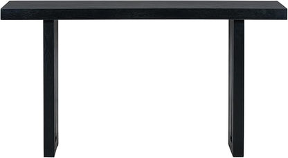 Uniquely Designed Oak Veneer Console Table, Modern Long Sofa Side Table with Distinctive Side Shapes, Suitable for Entryway, Hallway, Living Room, Foyer, Corridor,Easy Assembly (Black-41RT)