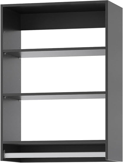 ROOMTEC 31.5" Medium Hanging Closet Unit, Modular Closet System with Hanging Rod, Wardrobe Organizer for Bedroom or Walk-in Closet, Wall Mounted, Customizable Clothes Storage Unit, Black