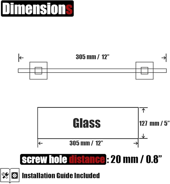 JQK Bathroom Glass Shelf Gold, Tempered Glass Shower Storage 12 by 5 inches, 304 Stainless Steel Brushed Gold Wall Mount, TGS201L12-BG