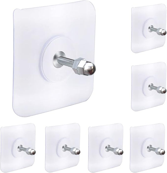 AIERSA Screw Free Sticker,Adhesive Hooks Heavy Duty,Wall Hooks for Hanging,Seamless Screws for Wall Mount,2 in 1 Reusable for Kitchen,Bathroom,Home,Office(7 Pcs, 16mm)
