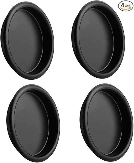 HOMOTEK 4 Pack Closet Door Finger Pull 2-1/16”, Easy Snap in Installation, Black, Fits a 5/16”Depth x 2-1/16" Diameter Opening Hole