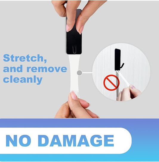 5 Pcs Towel Hooks with Removable Strips for Hanging，Adhesive Wall Hooks Heavy Duty，Outdoor Hooks No Damage，Sticky Hooks for Bathrooms，Shower，Stockings，Decor，Robe，Medium，Black 304 Stainless Steel