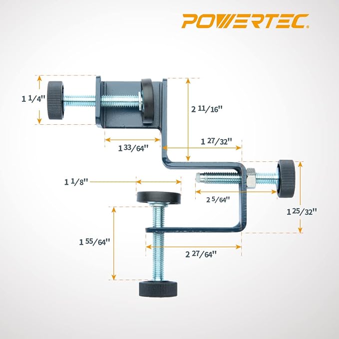 POWERTEC 72222 Cabinet Hinge Jig w/Drawer Front Installation Clamps Kit, Concealed Hinge Jig w/ 35mm Forstner Bit, Drawer Face Clamp for Cabinet Door Mounting, Cabinet Hardware & Drawer Front Panel