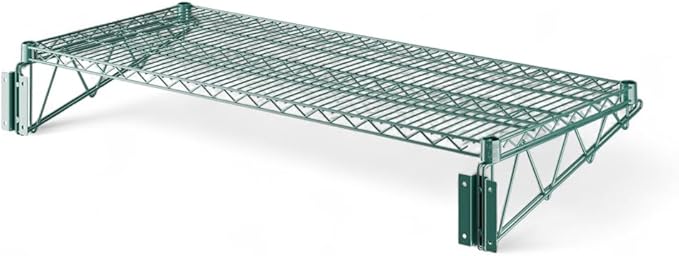 21" x 48" Green Wall-Mounted Wire Shelf with Epoxy Coating, Heavy-Duty Steel Storage Rack, NSF Certified, Easy Installation, Open Wire Design for Kitchen, Garage, or Utility Storage