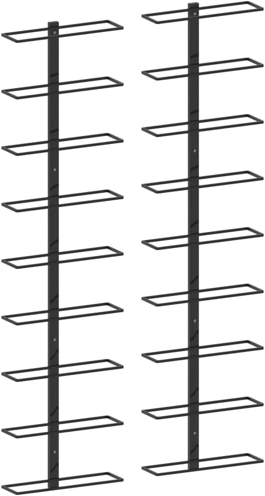 vidaXL Wall-Mounted Wine Rack, Storage for 18 Bottles, Space-Saving Design, Made with Durable Black Iron