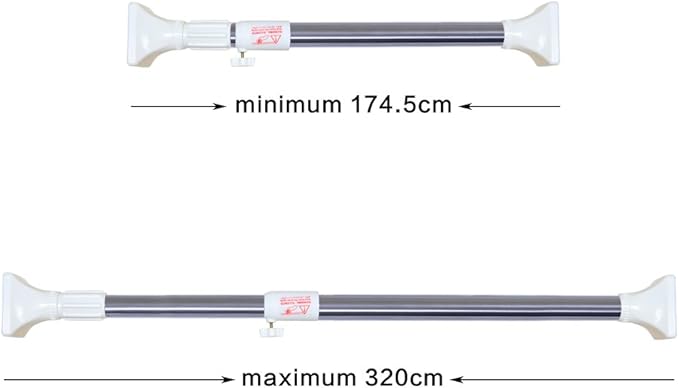BAOYOUNI Expandable Shower Curtain Rod Straight Clothes Drying Rod Rail Adjustable Heavy Duty Closet Hanging Bar for Bathroom Wardrobe Kitchen Balcony (Ivory, 90-125 Inches)