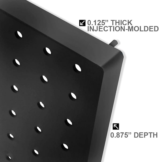Azar Displays 900940-BLK The DIY Multi-Purpose 10-Piece Pegboard Wall Organizer Kit with One Panel and Accessory Assortment: Hooks, Bins, Headband Holder, Cylinder and Cups. Peg Wall Storage System
