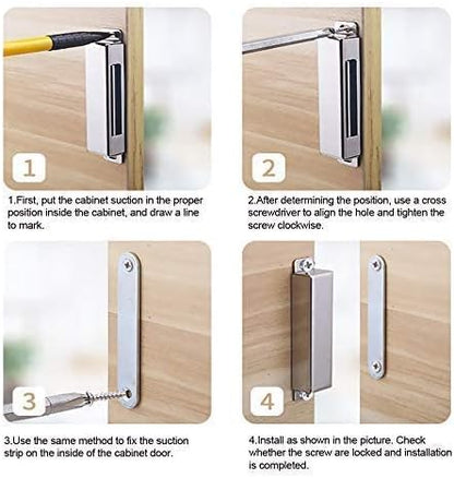 Mousike Cabinet Magnets 30lb Stainless Steel Magnetic Door Catch with Strong Magnetic for Kitchen Cupboard Wardrobe Closet Cabinet Door Drawer Latch