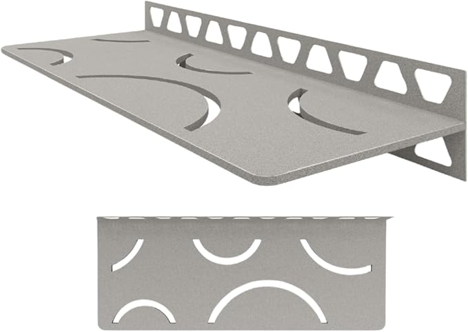 Schluter Rectangular Shelf for Tiled Walls - 4mm Thick, Curve Design, Aluminum Material, Stone Grey Finish - SWS1D6TSSG