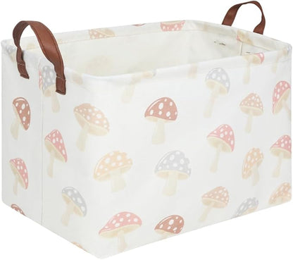 Rectangular Baby Laundry Basket,Mushroom Basket,Collapsible Waterproof Kids Toys Storage box,kids gift hamper,Toy Bins,Baby Room Decor(Mushroom)