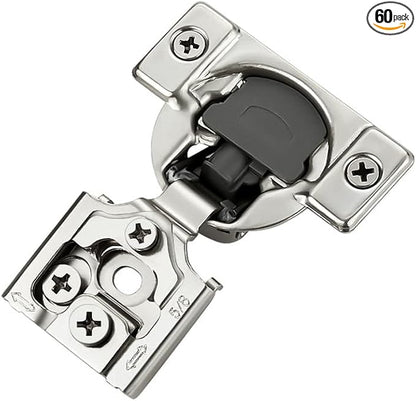 60 Pack 30 Pairs 5/8 inch Overlay Soft Close Hinges for Kitchen Cabinet Hinges Satin Nickel Hidden Hinges Stainless Steel Concealed Hinge self Closing