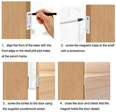 Mousike Magnetic Door Catch Ultra Thin Cabinet Magnets Stainless Steel Drawer Magnet Catch for Sliding Door Closure Kitchen Cabinet Cupboard Closet Closer (16 Pack)